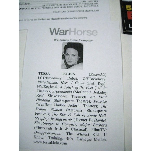 Warhorse Playbill July 2011 Lincoln Center Theater Ticket Matt Doyle Horse - Picture 4 of 10